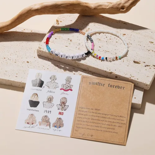Miniatura 3 de NONTAI 2 pulseras Taylor Swiftie Jewelry for the Eras Music Friendship Bracelets Fearless Midnight Folklore Lover Reputation Album Jewelry