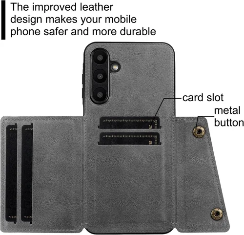 Miniatura 3 de Funda compatible con OnePlus Nord 2 5G DN2101 DN2103 Kickstand [piel sintética + carcasa + tarjetero] 2 en 1 cubierta magnética negra