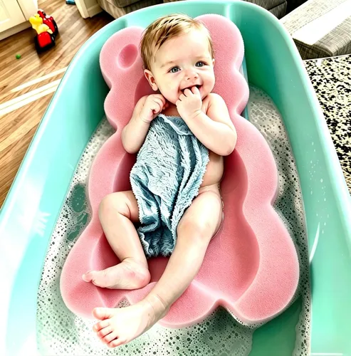 Miniatura 3 de Cojín de Baño para Bebé, Alfombrilla de Baño Infantil, Almohadilla y Esponja para Recién Nacido, Niño Pequeño y Bebé (Estilo Rosa-4)