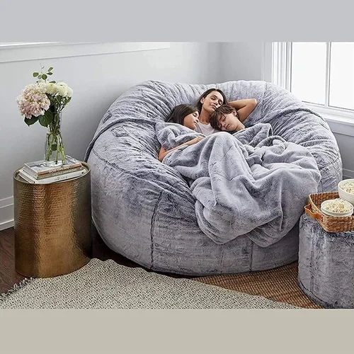 Miniatura 2 de Puf de 7 pies, funda de sofá para silla, lavable de tela de felpa suave de alta calidad, puf para juegos, tumbona gruesa y perezosa, juguetes
