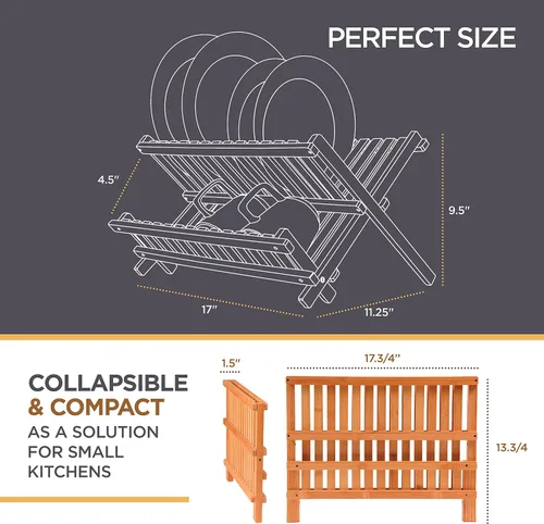 Miniatura 3 de Escurridor de madera bamboo compacto y plegable para vajilla Diseñado por: Bambüsi.