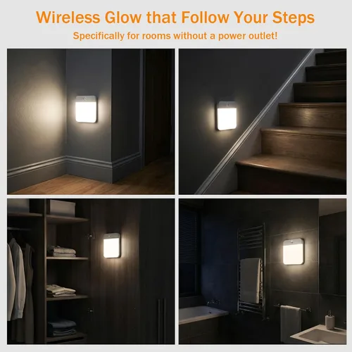 Miniatura 8 de NARUNDREN Lámpara de techo recargable con sensor de movimiento con control remoto, luces de techo inalámbricas que funcionan con baterías, luz