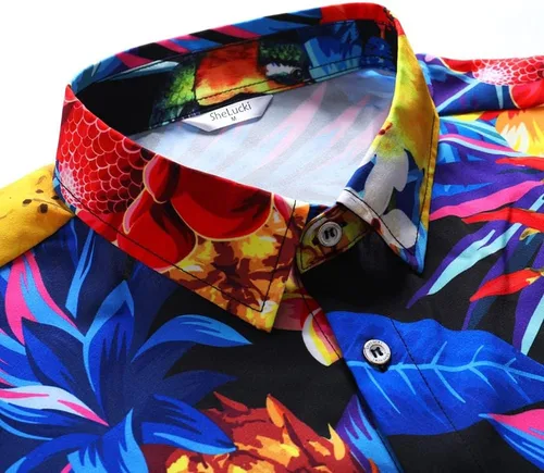 Miniatura 6 de SheLucki - Camisa hawaiana para hombre, unisex, de manga corta, con botones, para la playa y el verano, ropa casual estampada con sombra de palmas