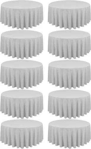 Miniatura 45 de Paquete de 10 manteles de poliéster de 60 x 102 pulgadas, manteles de poliéster beige para mesas rectangulares de 6 pies, resistentes a las manchas
