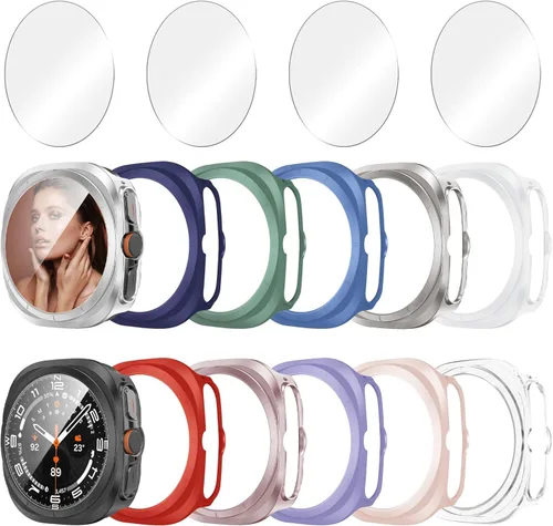Miniatura 13 de Paquete de 12+4 Fundas para Samsung Galaxy Watch FE/5/4 de 40 mm con Protector de Pantalla de Vidrio Templado, Funda Protectora Resistente a