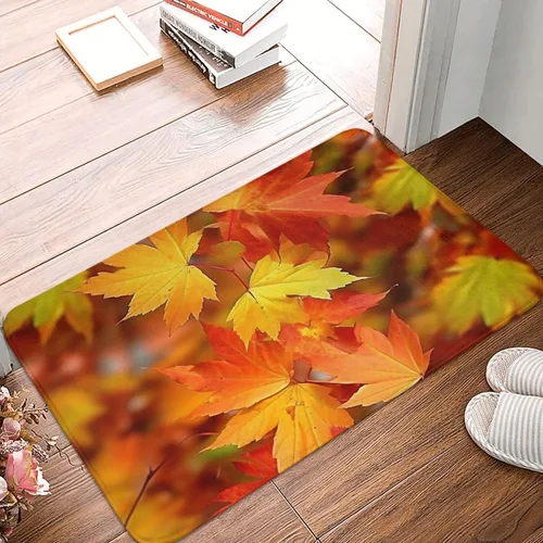 Miniatura 2 de Autumn Leaves of Maple Print Front Door Mat Absorbent Bathroom Rug Non Slip Indoor Doormat for Entryway Garage Patio 16 X 24in