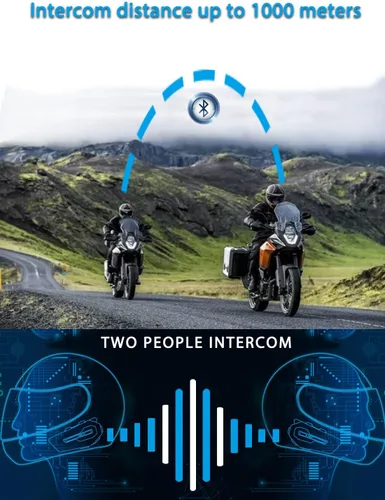Miniatura 3 de MAXTO Auriculares Bluetooth X2 para motocicleta con intercambio de música, sistemas de comunicación de casco de 2 conductores de 1000 M, sonido