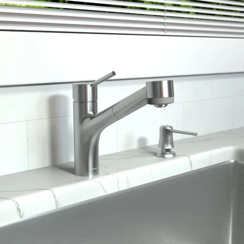 Miniatura 3 de hansgrohe Talis S 06462860 - Grifo de cocina de acero inoxidable con pulverizador extraíble, grifo para fregadero de cocina, óptica de acero