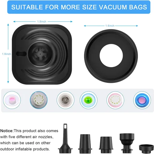 Miniatura 3 de Bomba portátil para bolsas de almacenamiento al vacío, bomba de vacío eléctrica de viaje para varias bolsas de sellado al vacío, bomba de aire
