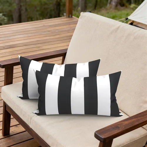 Miniatura 510 de Juego de 2 almohadas para exteriores de 16 x 16 pulgadas, repelentes al agua con interiores, para muebles de patio, hogar, jardín, geometría bohemia