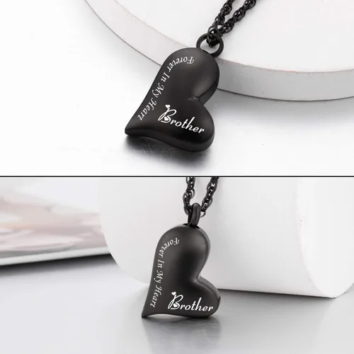 Miniatura 2 de XIUDA Collar con colgante de urna para cenizas "Forever in My Heart", collar de joyería de acero inoxidable para papá, mamá, esposo, esposa