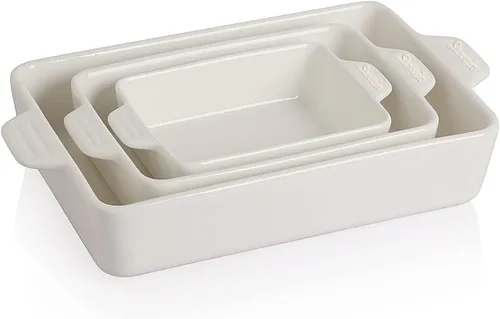 Miniatura 13 de Sweejar - Juego de utensilios de cerámica para hornear, moldes rectangulares para lasaña para cocinar, cocina, cena de pasteles, banquetes y uso Jade