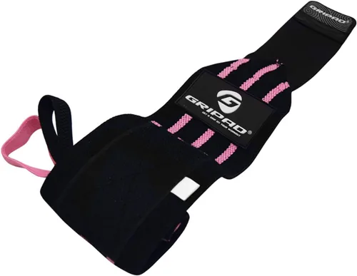 Miniatura 2 de Gripad Muñequeras de soporte para levantamiento de pesas de 12 x 3 pulgadas, muñequeras fuertes, 2 trabillas para el pulgar, ideal para Negro/Blanco