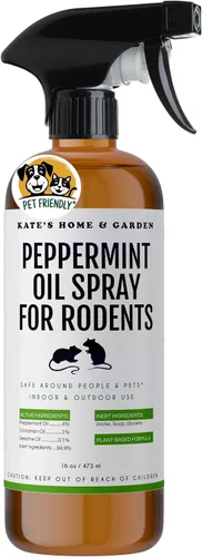 Kate Naturals Spray de aceite de menta para roedores, ratones, murciélagos, ratas, motores de automóviles, ratones (16 onzas, repelente de roedores