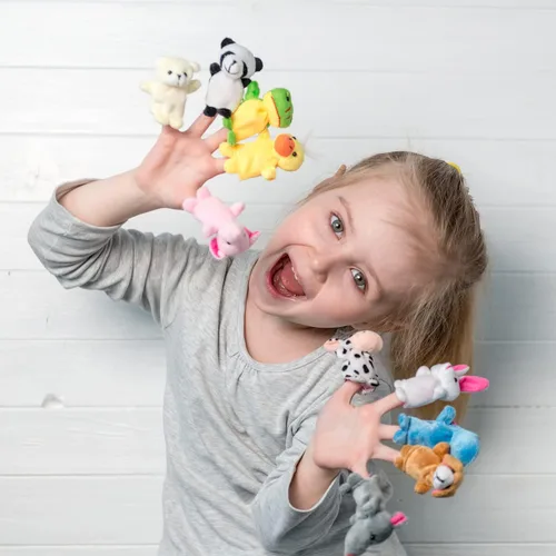 Miniatura 7 de Paquete de 16 marionetas de dedo de animales, juego de marionetas de peluche para niños, recuerdos de fiesta de Pascua, rellenos de cesta de Pascua