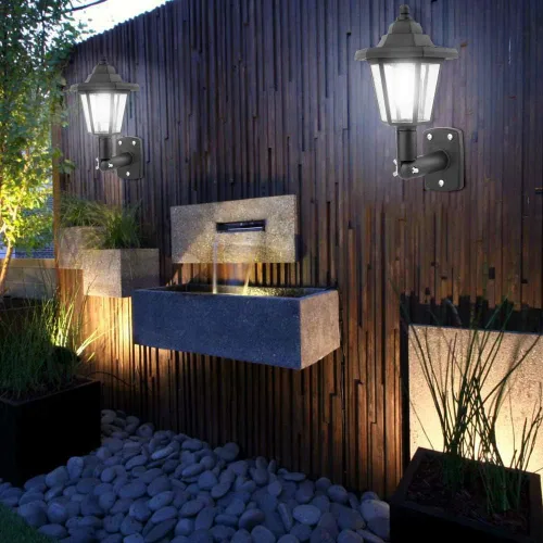 Miniatura 3 de 2 faroles solares de pared, lámpara de pared LED de inducción automática para jardín al aire libre, resistente a la intemperie, linterna de pared