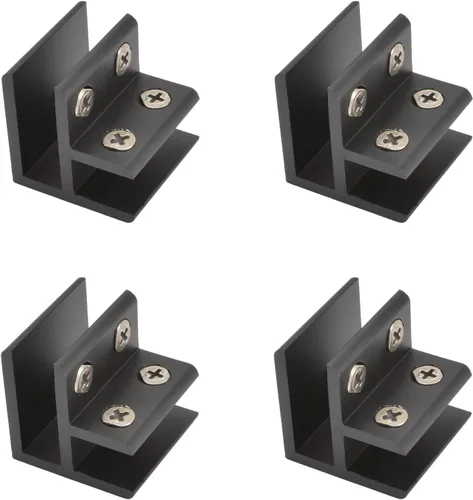 Miniatura 25 de INCREWAY Abrazadera de vidrio, paquete de 4 soportes ajustables de aleación de aluminio de doble cara para estante de vidrio, soporte de abrazadera