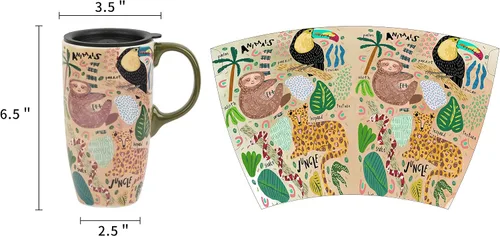 Miniatura 8 de Topadorn Taza de viaje de cerámica de 17 onzas con tapa, taza de café grande, sin plomo, apta para microondas y lavavajillas, taza reutilizable