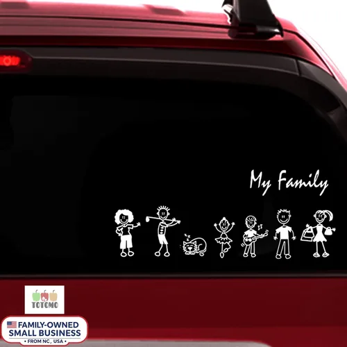 Miniatura 9 de TOTOMO Calcomanía Familiar para Ventana de Coche y Parachoques, Mascota, Perro, Gato, Pez, Conejo, Pájaro, Figura de Palo Mi Familia – Elige hasta