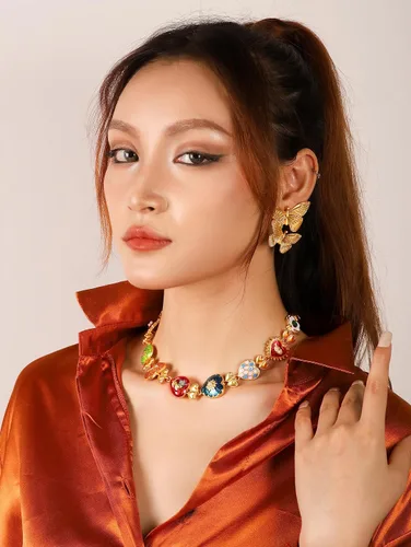 Miniatura 3 de OJERRY Aretes de corazón de mariposa chapados en oro para mujeres, accesorios de regalo para niñas adolescentes, cosas de moda
