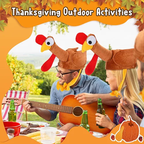 Miniatura 6 de Ramede 10 gorros de pavo de Acción de Gracias a granel divertidos para adultos, gorra de pavo de felpa para accesorios de Acción de Gracias