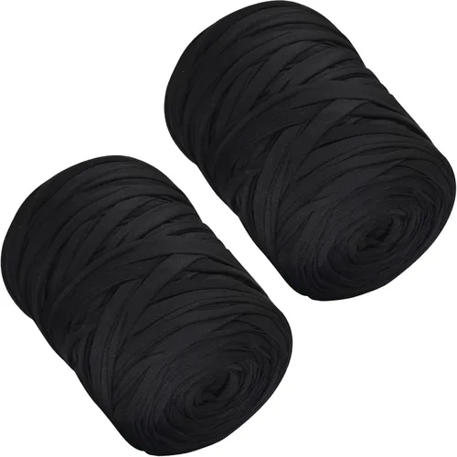 Miniatura 44 de 400g de hilo de tela elástica para tejer con ganchillo para DIY, 119 metros de hilo de espagueti grueso para tejer para proyectos de bolso, cesta