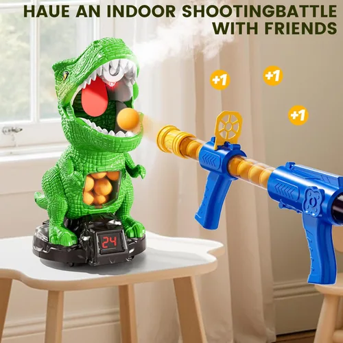 Miniatura 3 de Disparo de dinosaurios movibles para juguetes para niños de 4 a 6 años, juegos electrónicos para niños con lanzador de bomba de aire, registro