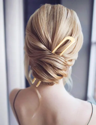 Miniatura 2 de 4 horquillas de metal para el cabello en forma de U, pinza para el cabello francés con placa de moño largo, horquilla para el cabello, accesorios