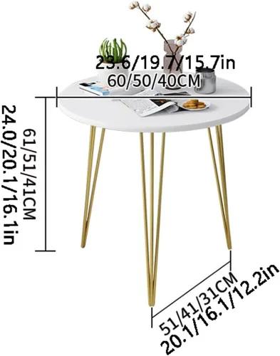Miniatura 2 de Mesa de Centro - Mesa de centro redonda pequeña con trípode de metal, mesa auxiliar nórdica simple, mesa auxiliar de sofá de mesa de MDF para sala