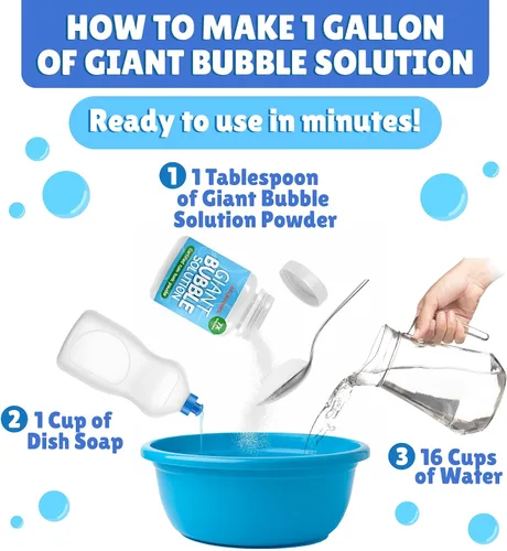 Miniatura 2 de Solución de burbujas gigantes – Varitas de burbujas, burbujas para niños, polvo de mezcla de burbujas para niños hace 896 OZ (7 galones) – La mezcla