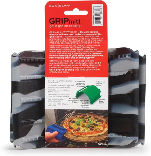 Miniatura 4 de Juego de 2 guantes de cocina de silicona (pequeño/mediano, negro)