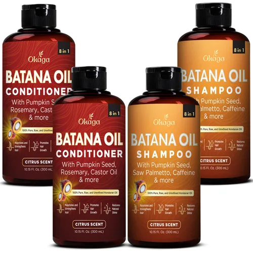 Miniatura 9 de Paquete de Champú y Acondicionador de Aceite de Batana (Set de Ducha Okaaga) con Jugo de Hoja de Aloe Vera, Serenoa, Cafeína, Biotina, Jojoba