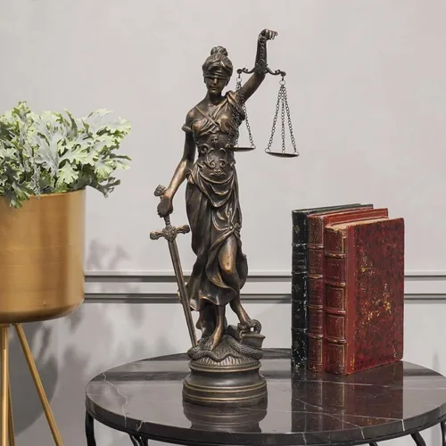 Miniatura 6 de Estatuas de Lady Justice para decoración del hogar, resina de 21.5 pulgadas de alto, gran estatua antigua de abogados griegos romanos con escamas