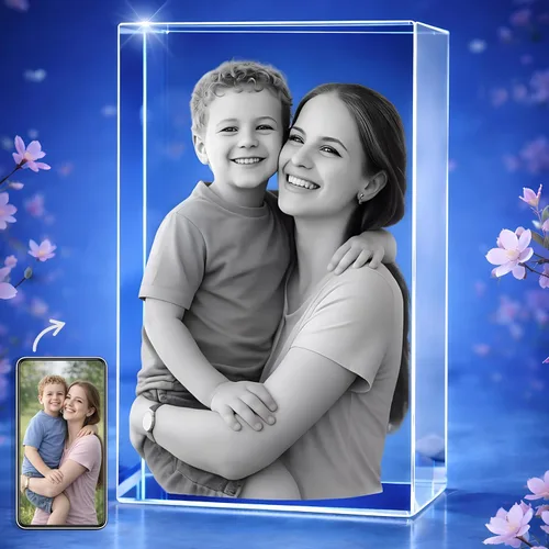 Miniatura 10 de STRONGUS Regalo de Navidad con foto de cristal 3D, imagen grabada personalizada en cristal, recuerdo único de vacaciones para papá, mamá, él, ella