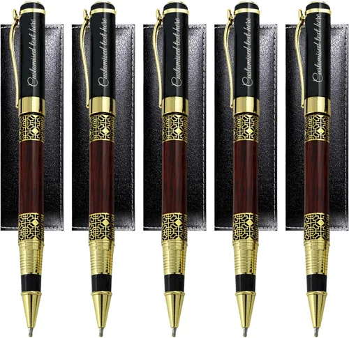 Miniatura 11 de Personalized pens & Gel pens with your Names Company Names, Office Gift Pen Set, with Pen Box Gift for Colleague Teachers Friends Business Wood