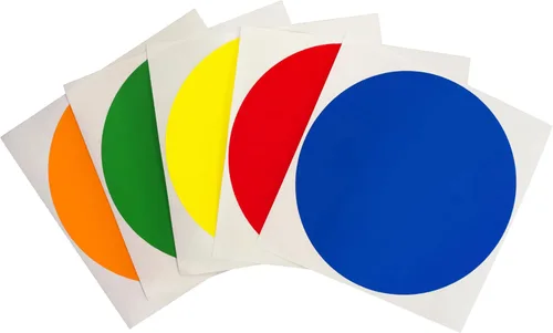 ChromaLabel Etiquetas adhesivas redondas de codificación de colores de 4 pulgadas, semi-brillantes, permanentes, 100 puntos adhesivos en 5 colores 5