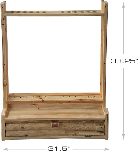 Miniatura 2 de Rush Creek Creations Estante rústico de almacenamiento de pared con 2 lazos compuestos – 12 flechas con compartimento para accesorios – hecho a mano
