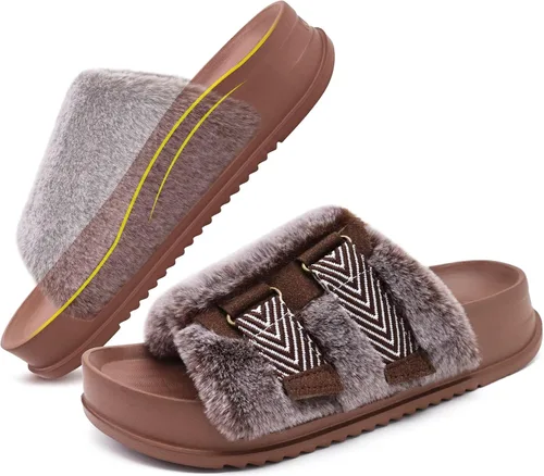 Miniatura 10 de KuaiLu Pantuflas ortopédicas para mujer con soporte de arco, sandalias acolchadas suaves para mujer, sandalias de moda con punta abierta, de piel