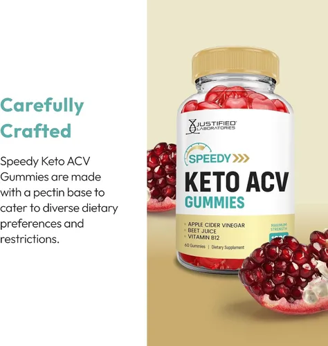 Miniatura 4 de Justified Laboratories Speedy Keto ACV Gummies (1000 mg) – 60 unidades – Hecho con la madre y vitamina B12 – Sin OMG, veganas, sin gluten – 30