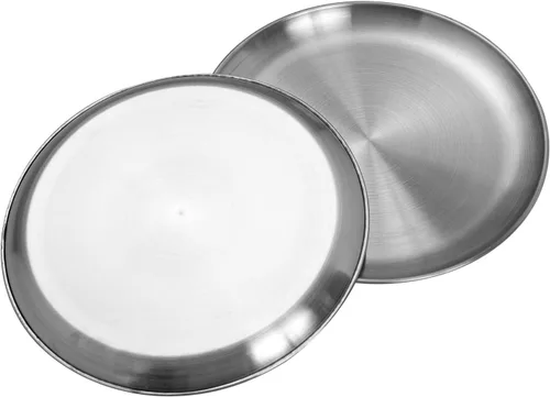 Miniatura 2 de CAMBUY Juego de platos de acero inoxidable de 10 pulgadas, platos de metal ligeros irrompibles para cena, no tóxicos, aptos para lavavajillas, sin