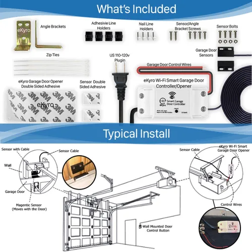 Miniatura 8 de eKyro Abridor inteligente de puerta de garaje - Controlador remoto universal WiFi compatible con Alexa, Google Home, iPhone, Siri, Android, alerta