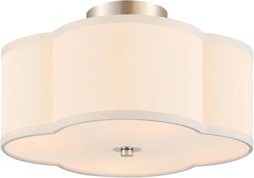 Miniatura 15 de VONLUCE Lámpara de techo semiempotrada de 12.6 pulgadas, moderna lámpara de techo de 3 luces con pantalla en forma de pétalos blancos, 3 enchufes
