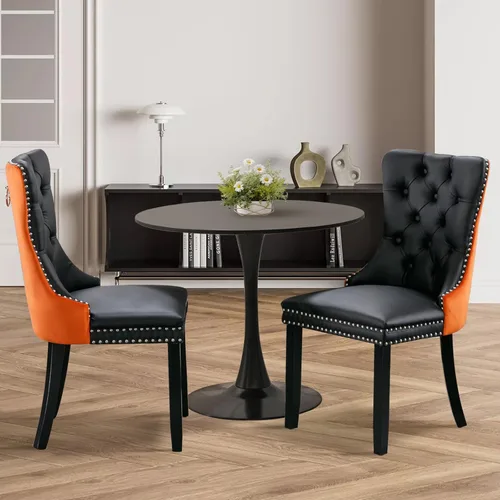Miniatura 62 de Juego de 6 Sillas de Comedor Tapizadas de Terciopelo, Sillas Laterales de Cocina de Estilo Moderno con Ribete de Tachuelas y Patas de Madera, Anillo