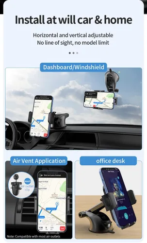 Miniatura 5 de Soporte de teléfono de automóvil para salpicadero, ventilación de parabrisas, universal, manos libres, ventosa, soporte para teléfono celular