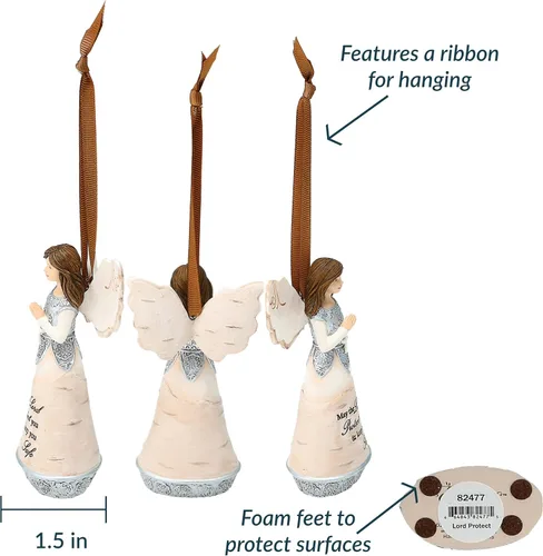 Miniatura 45 de Pavilion Gift Company 82433 Bless This Home - Figura de ángel ébano de 6 pulgadas, color crema