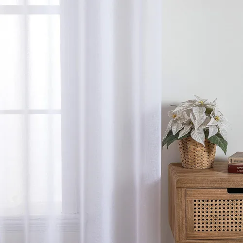 Miniatura 7 de MIULEE - Cortinas transparentes para ventana (2 paneles). Cortinas elegantes., Poliéster & Mezcla de poliéster, Blanco