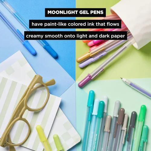 Miniatura 4 de SAKURA Gelly Roll Moonlight 25 Pack, 06 Punta fina, Bolígrafos de tinta de gel opacos brillantes, tinta cremosa y suave, escribe sobre papel oscuro