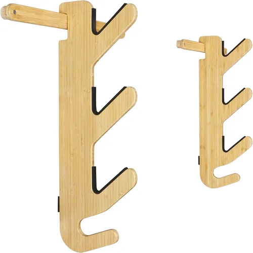 Miniatura 2 de Grassracks Estante de esquí de bambú - The Hallsteiner Series - Soporte de pared para esquí interior (2 o 3 pares de esquís, bambú)