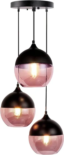 Miniatura 13 de Green Hand Blown Glass Globe Pendant Lights Mid Century Modern Ceiling Hanging Light Fixtures 8.2“ Farmhouse Striped Gold Chandelier for Kitchen