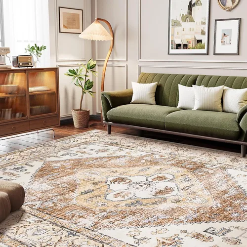 Miniatura 34 de Lahome - Tapete con diseño bohemio, pequeño, antideslizante, lavable, ultradelgado, con estampado oriental desgastado, para entrada, cocina